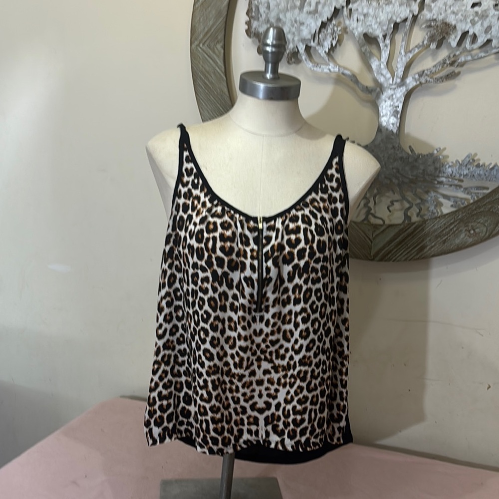 Express Leopard Print Camisole with Black Trim